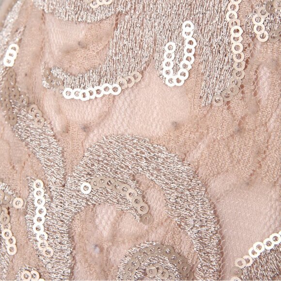 Adrianna Papell Lace Sequin Evening Dress Fit Flare Sleeveless Pink Nude - Picture 10 of 14